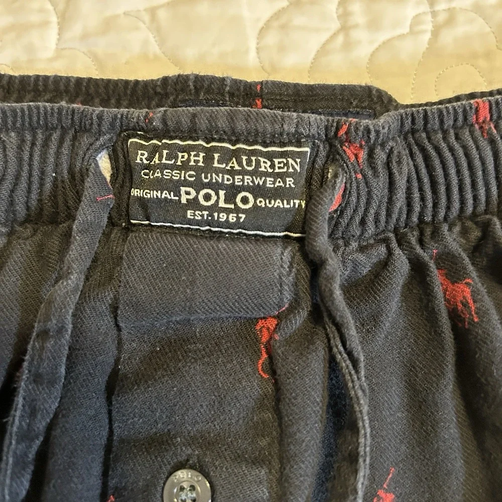 Polo Ralph Lauren Men's Sleepwear Sz M Black w/Red Pony Graphic Pajama Pants